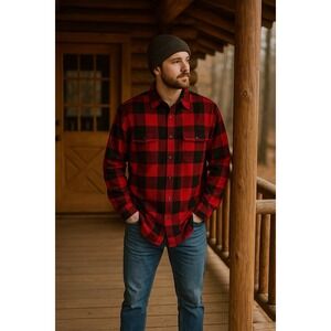 George Flannel Shirt Mens XL Buffalo Plaid Button Up Long Sleeve Workwear Casual